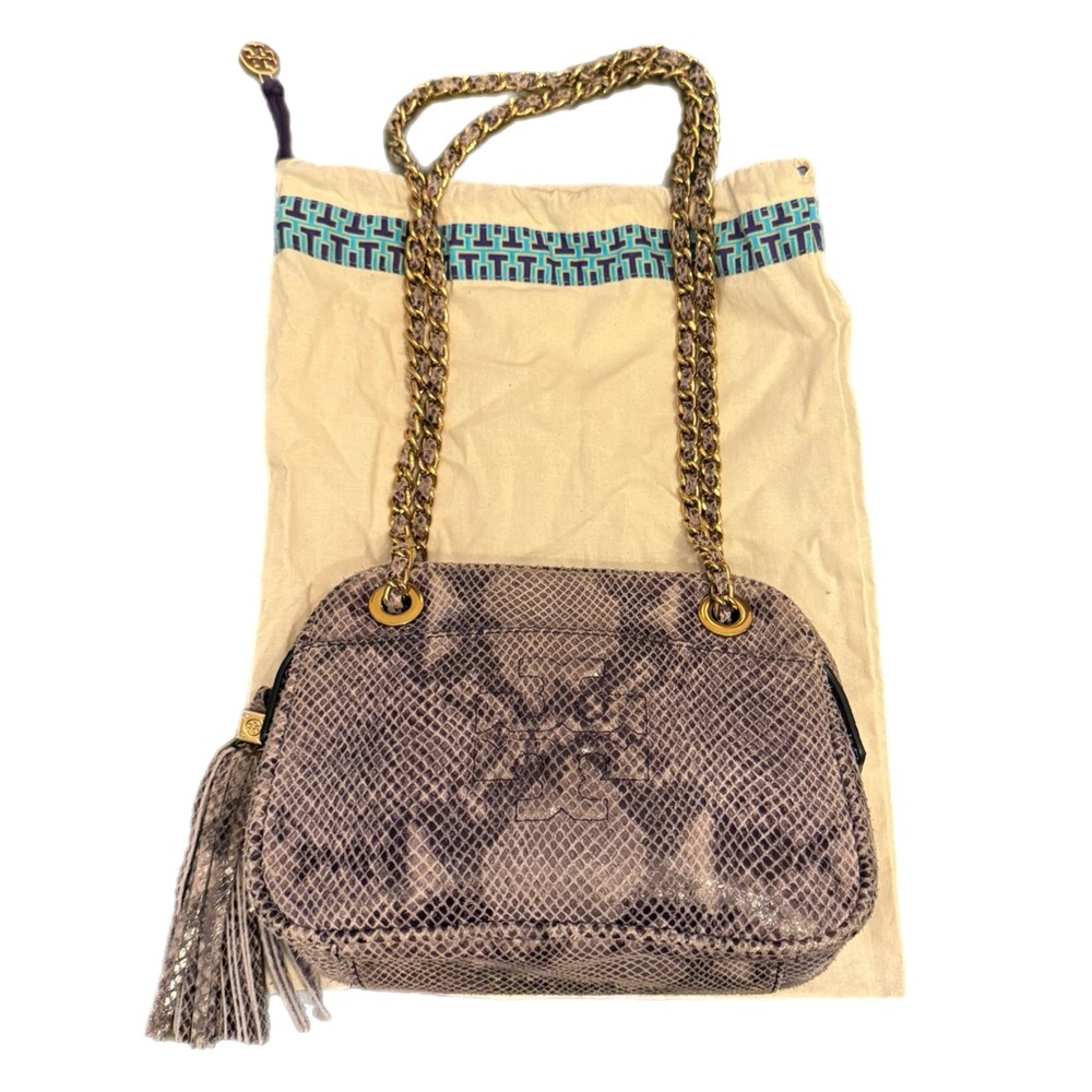 Stylish Grey Tory Burch Snake Print Bag